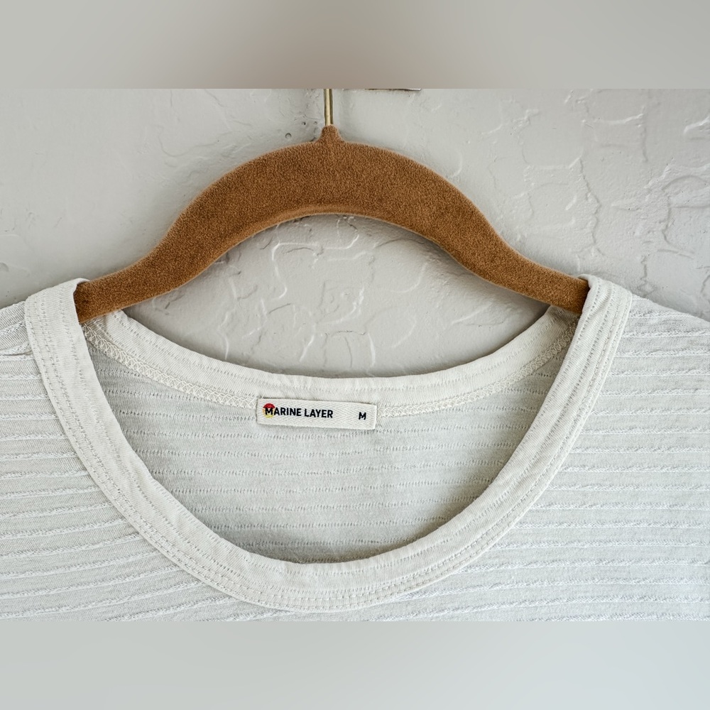 Marine Layer Lydia Textured Stripe Tank Top Women’s Cream - Medium - Picture 6 of 11
